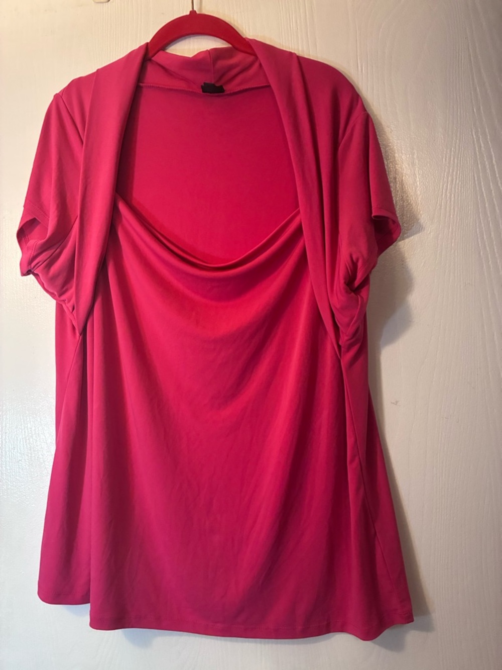 Rafaella Fuchsia Drape-Front Short Sleeve Top